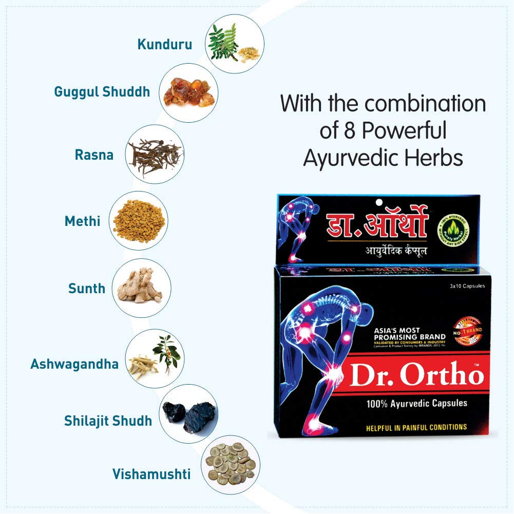 Dr.Ortho Ayurvedic Capsules 30 Caps Pack Of 3 for Joint Comfort and Muscle Support Natural Relief
