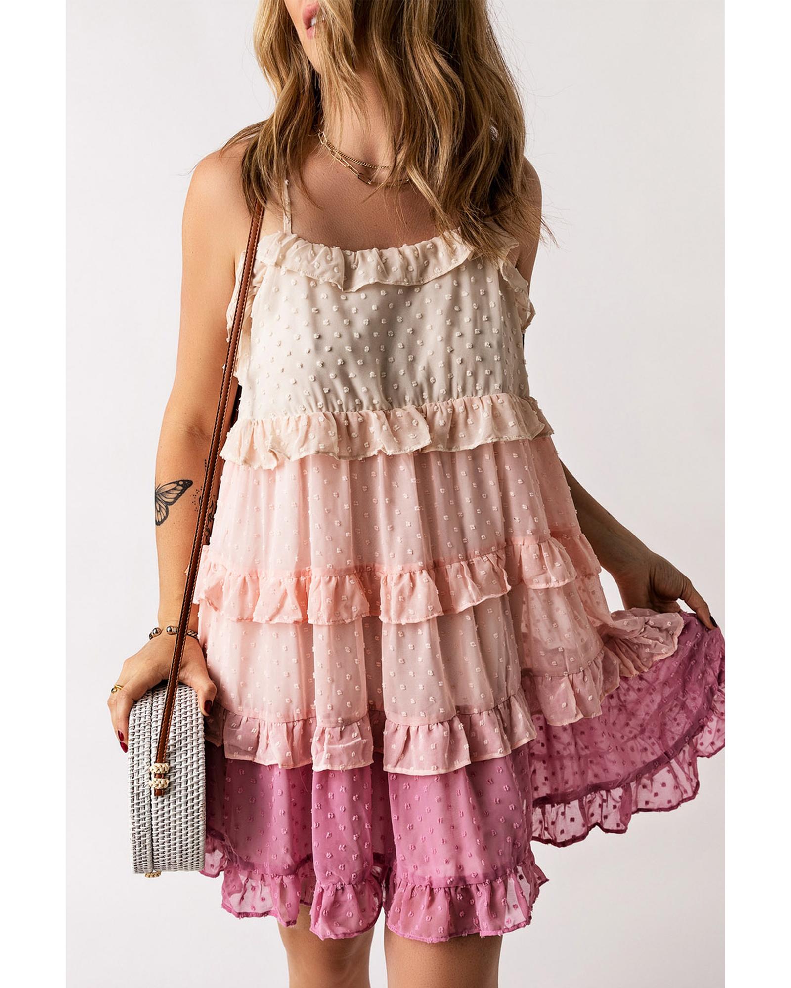 

Azura Exchange Ruffled Tiered Mini Dress L рожевий