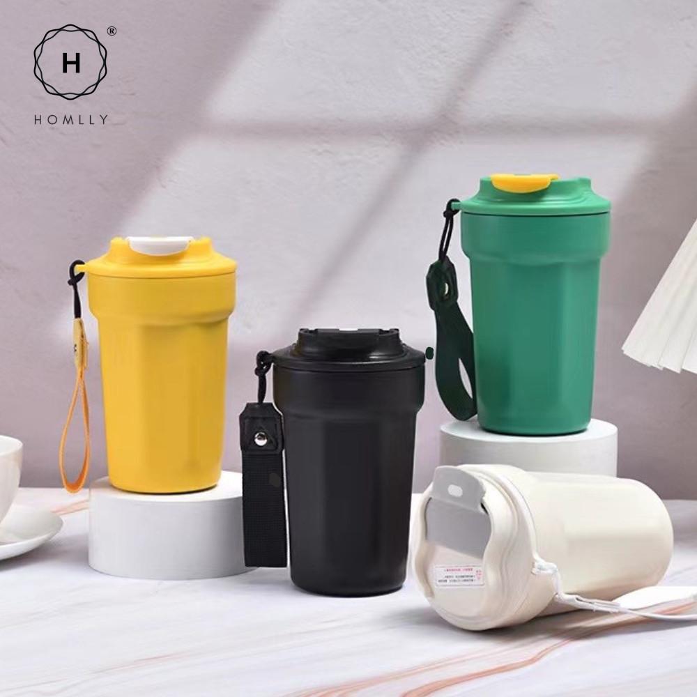 Homlly Dolii Insulated Vacuum Stainless Steel Thermal Travel Coffee Mug with Leakproof Lid (500ml) 2PCS