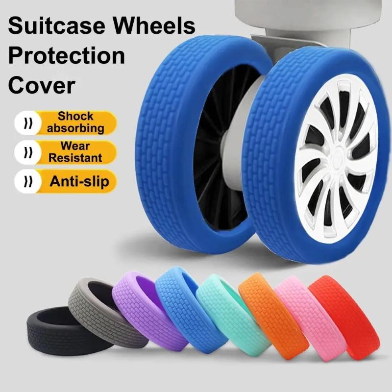 4PCS/Set Silicone Suitcase Wheels Protection Cover with Silent Sound Reduce Noise Trolley Box Luggage Caster Shoes Casters Cover