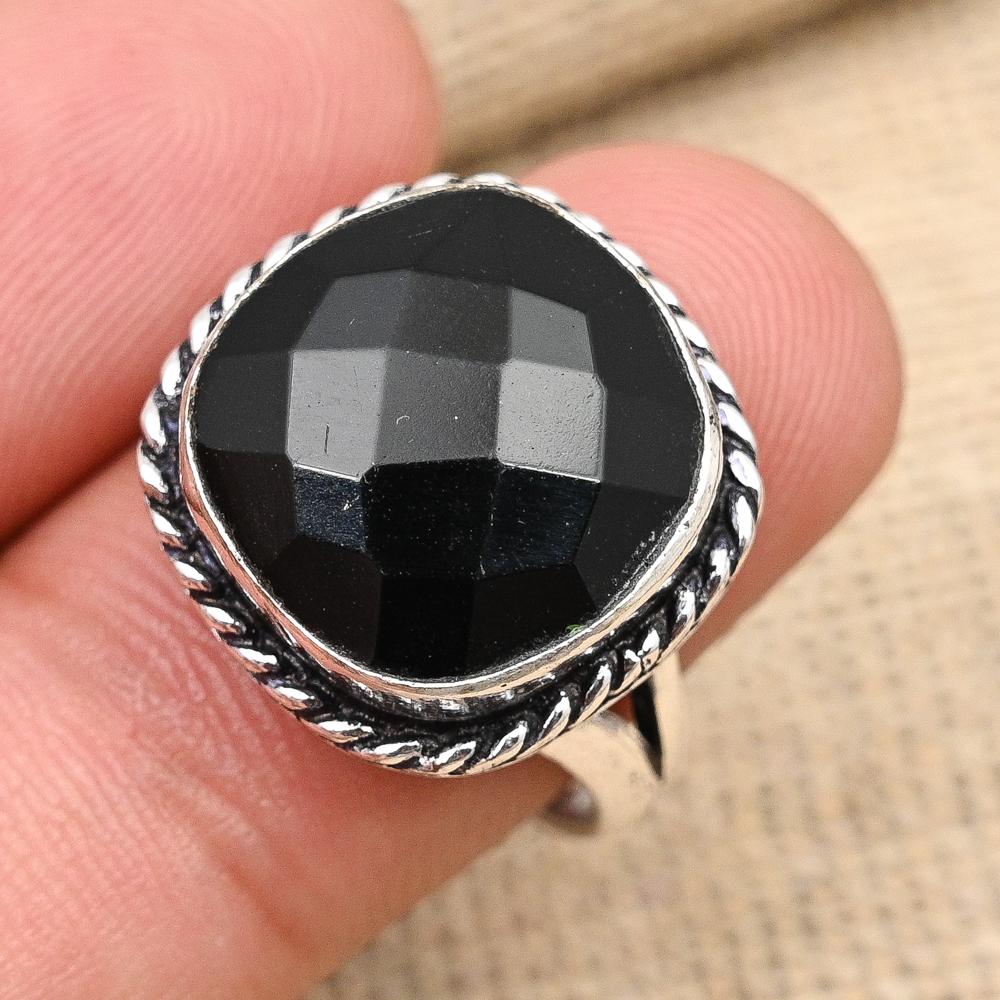 Bijoux en argent sterling 925 faits à la main avec pierre précieuse spinelle noire pour Thanksgiving