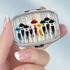 Tragbare Pillendose mit 2 Fächern, Mini-Metall-Medikamenten-Organizer-Etui, Niedlicher bedruckter Pillenbehälter für Vitamine, Pillen, Schmuck, Reisen, Tägliche Anwendung