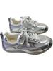 Fashion Silver Air Mesh Satin Shoelaces Lace Up Sneakers 2025 New Fashion Women Casual Shoes Round Toe Platform Training Shoes