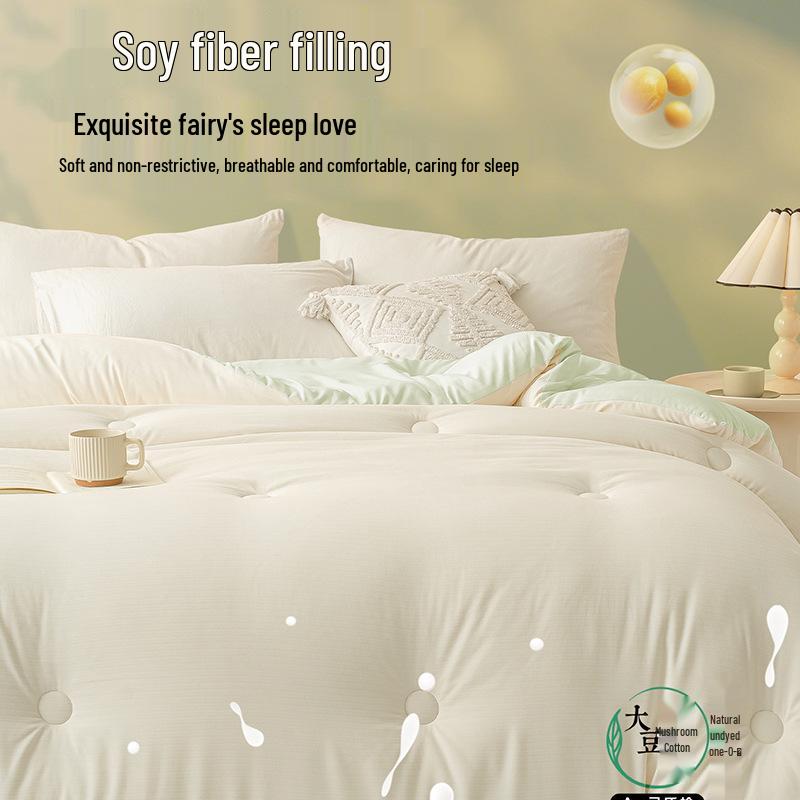 Thickened Soybean Fiber Quilt - Warm, Cold-Proof Bedding for Dormitory - Double-Sized, Perfect for All Seasons.