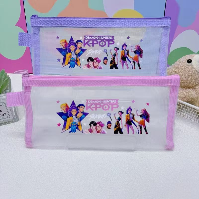 Kpop Dämonenjäger Schreibwaren-Set Stifte Lineal Anspitzer Federmäppchen Radiergummi-Set Niedliche Schüler Schulanfangsbedarf Geschenk