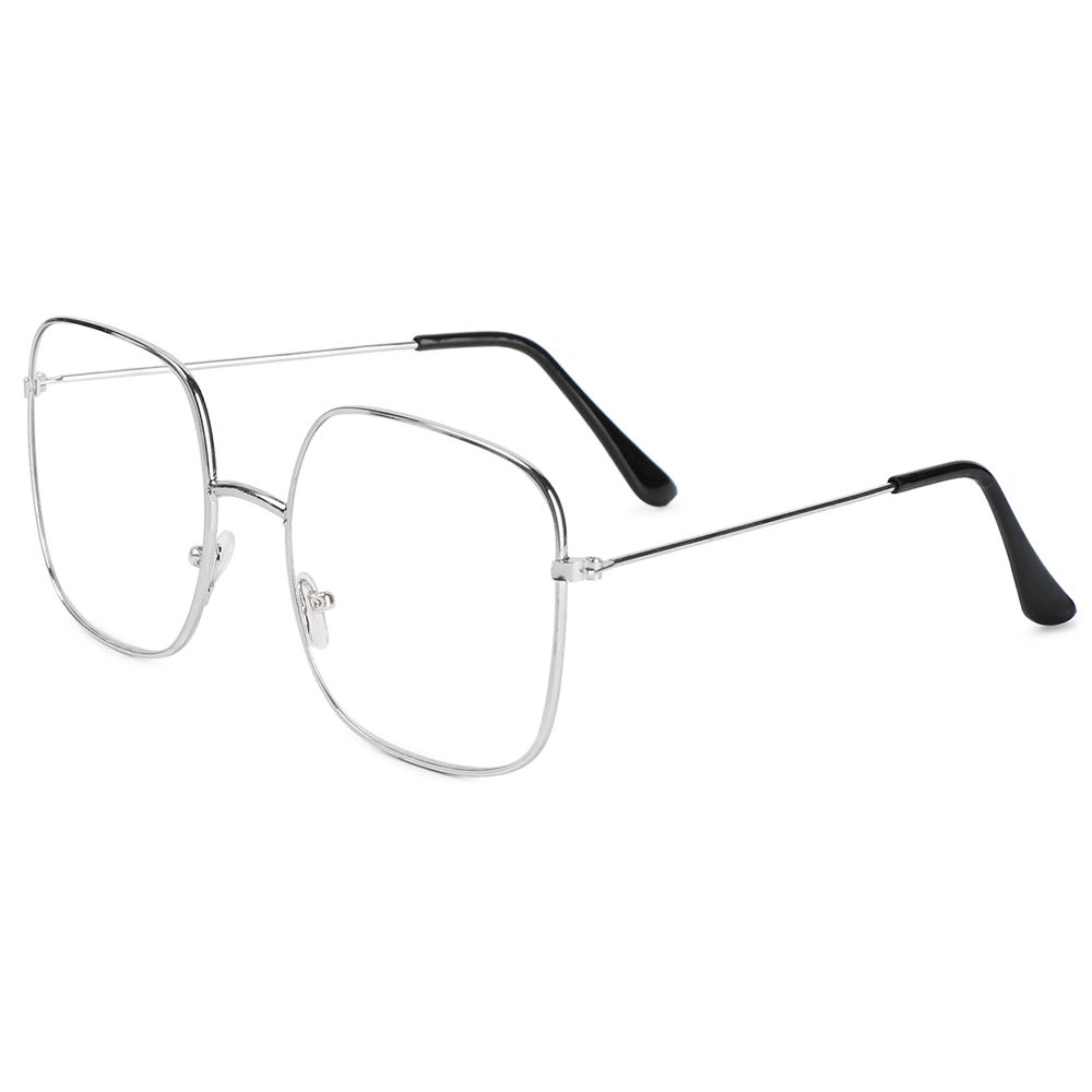 Unisex Vintage Square Glasses Oversized Eyeglasses Metal Frame Eyewear Anti Blue Light Glasses