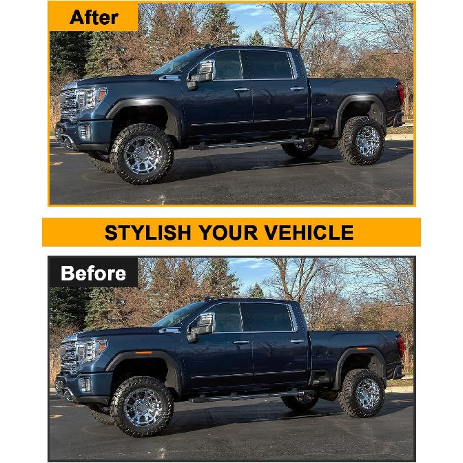 4 PCS Smoked Lens LED Side Marker Lights Replacement For Sierra 2500HD 3500HD     2024 2025, Front & Rear Side Marker Lamp Assembly Kit (Smoked Lens