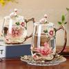 Household Enamel Colored Flower Glass Water Cup Round Coffee Cup Breakfast Milk Juice Cup