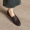 Krazing Pot Sheepskin Round Toe Thick Med Heels Spring Shoes Slip On Big Size 42 Loafers Women Pleated Beauty Pumps