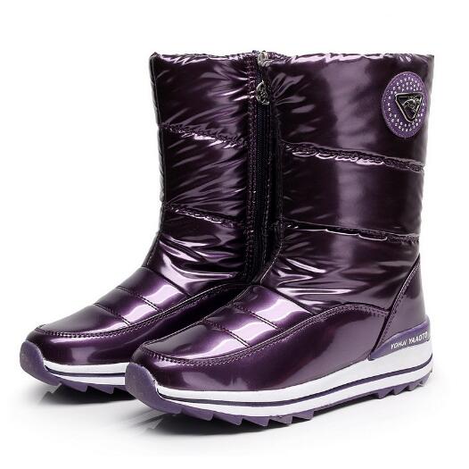 

Женские зимние ботинки средней высоты, водонепроницаемые, нескользящие, хлопковые, на утолщенной платформе, одинарные, зимние ботинки большого размера D520 41 фиолетовый
