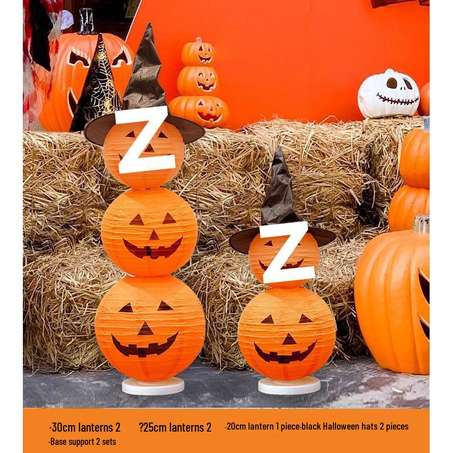 Luminous DIY Halloween Pumpkin Lantern Decoration for Kindergarten Window Display.