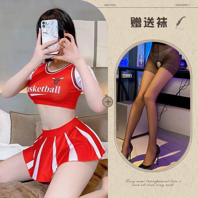 Fun underwear, sexy dynamic football baby split suit cos cheerleaders jersey perspective temptation
