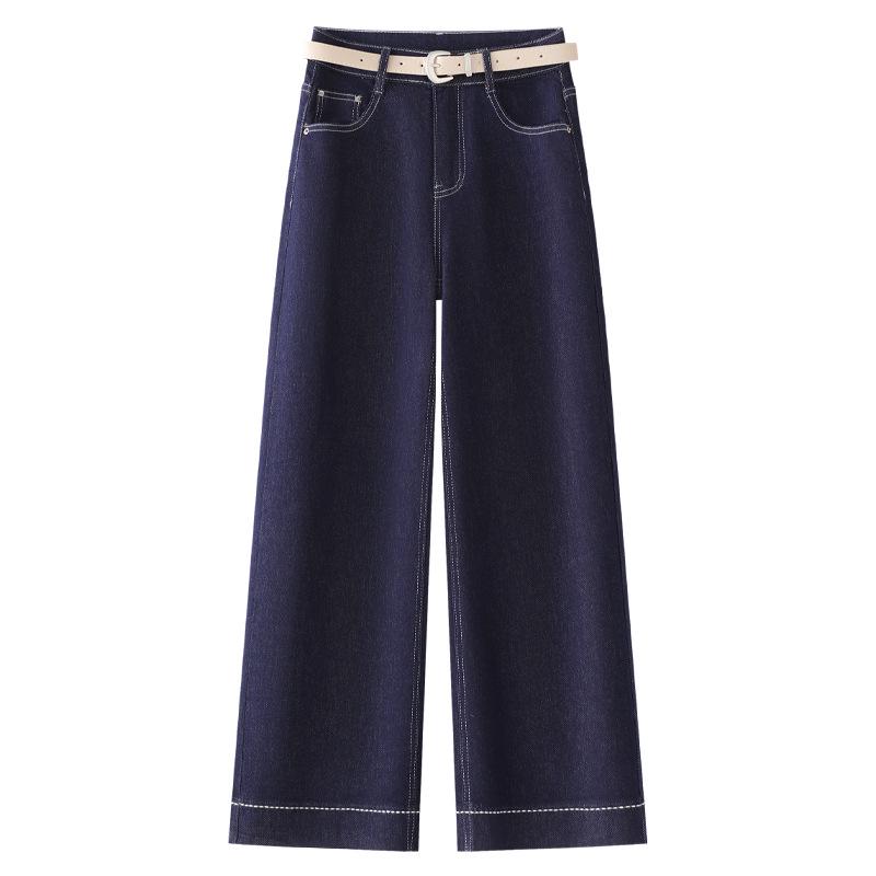 

Women s Retro Dark Blue Straight-Leg Jeans - Spring & Autumn 2025, Slim-Fit, Hot-Selling, Loose Wide-Leg Style XL