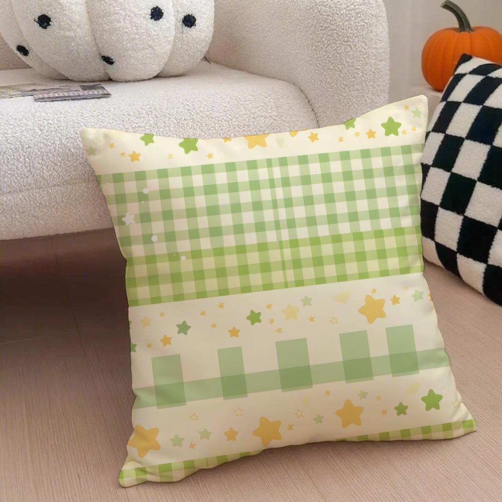 classical green tartan design plaid Cushion Cover Throw Pillow Cover Hidden Button Durable Polyester Chair Cushion