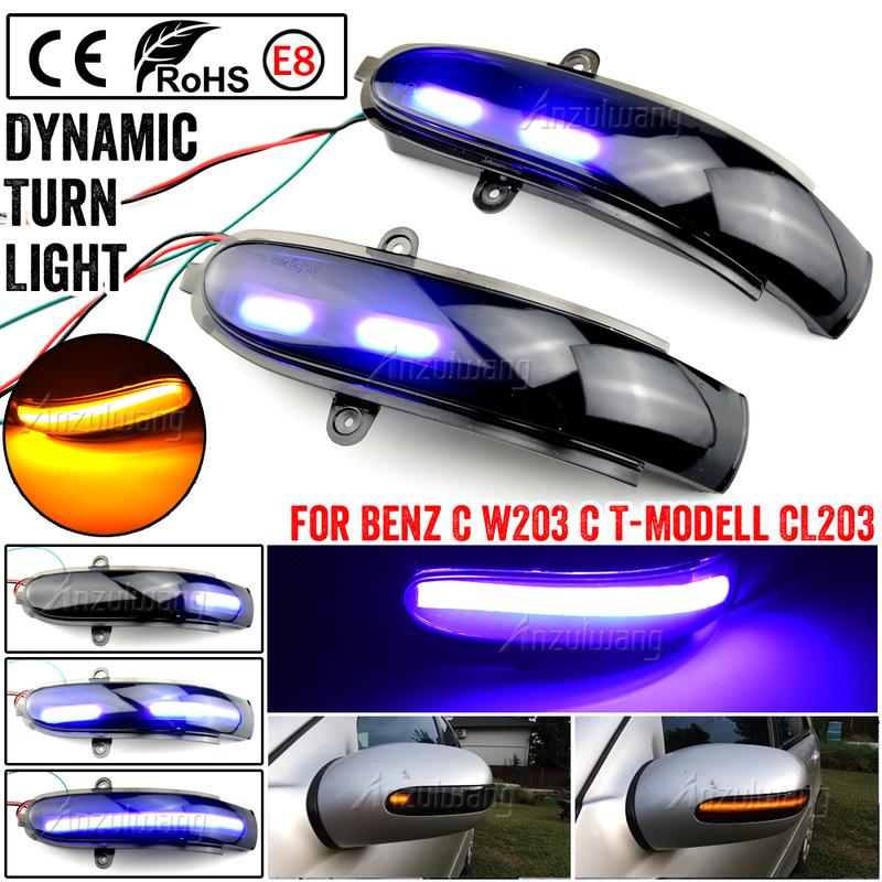 Fit For Mercedes Benc CL203 (2000-2007.04) Dynamic Turn Signal LED Side Mirror Indicator Blinker Sequential Light