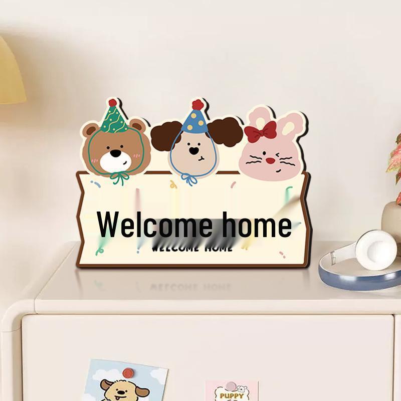 Charming Cartoon Entryway Decor: Welcome Ornaments and Small Paintings for Home
