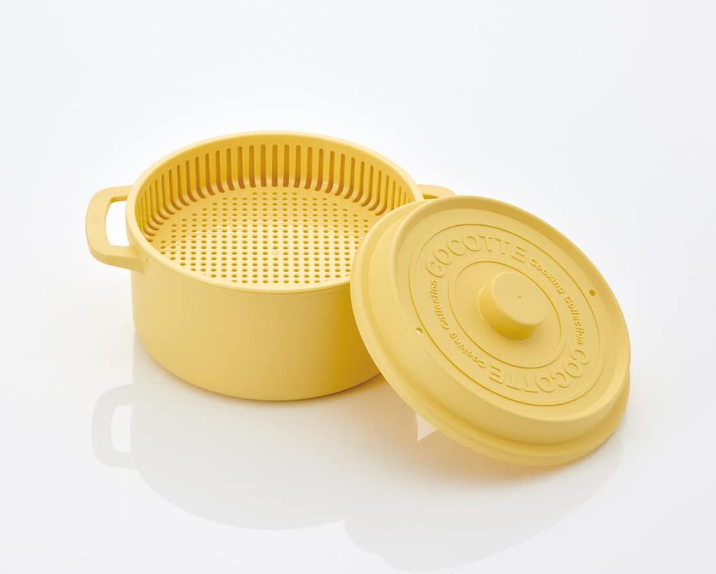 Skater Microwave Pot with Dishwasher Dull Made In Cocotte-Style Colander, Safe, 1600ml, 18cm, Yellow, Japan, MWCP2-A
