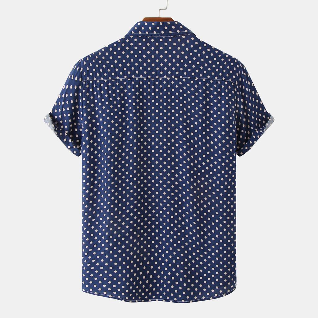 Solid Colored Dots Hawaiian Shirt Men Casual Short Sleeves Summer 3d Printed Button Blouse Tops Street Button Shirts