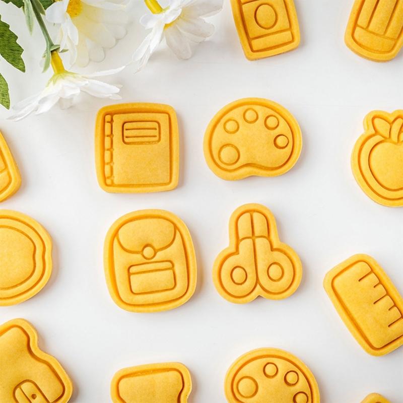 Educational Theme Plastic Cookie Cutters Molds School Cookie Stamps For Creative Baking With Children And Family Activity