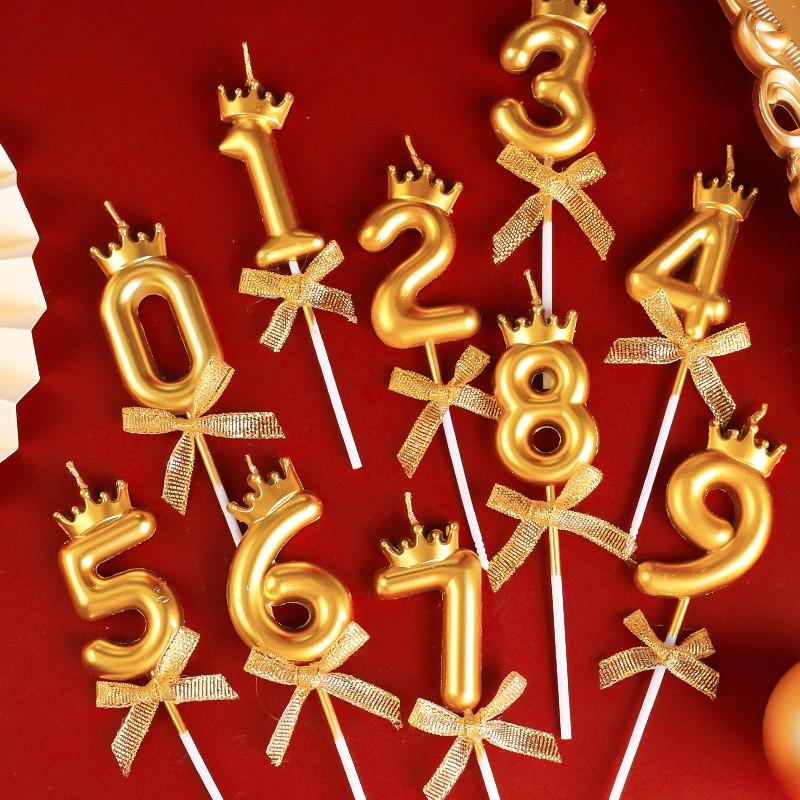 Large Gold Number Candles for First Birthday, Full Moon, Children's Cake Decorations, and Party Accessories.