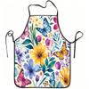 1pc 1pcs Colorful Butterfly & Flower Print Apron with Adjustable Waistband - Durable Easy-Clean Polyester Suitable for Kitchen Cooking, Gardening, Pic