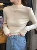 2025 Spring-Autumn Slim Fit Half High Neck Knitted Top for Women