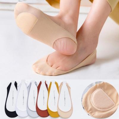 Ice Silk Boat Socks for Women Forefoot Pad Shallow Hollow Sling Non-Slip Invisible Sock Free Size