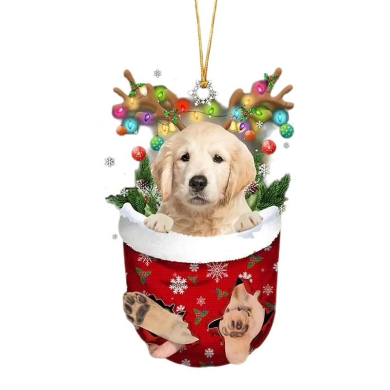 Festival Dog Hanging Charm Acrylic Dog Pendant Christmas Decoration Hanging Dog Ornament for Tree Adornment