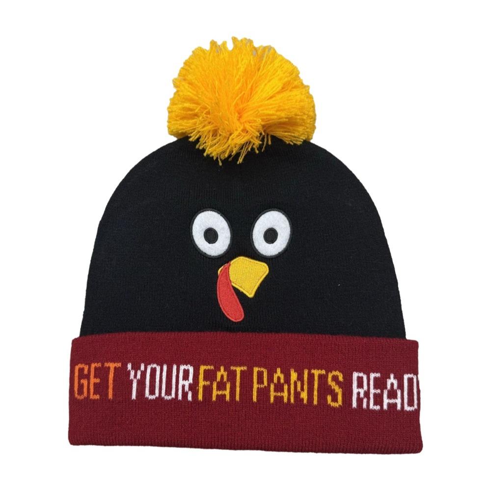Acrylic Knitted Beanie Hat Warm Embroidered Beanies Funny Thanksgiving Hat  Themed Party