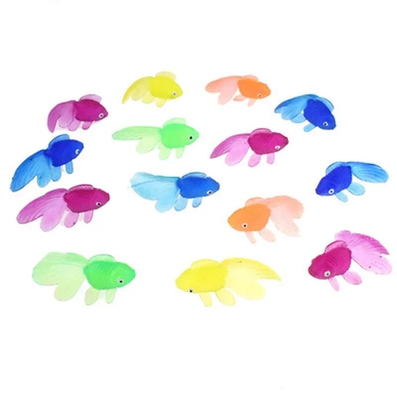 10 teile/satz Kinder Weiche Gummi Gold Fisch Baby Bad Spielzeug für Kinder Simulation Mini Wasser Fisch Kind Lustige Schwimmen Strand geschenke