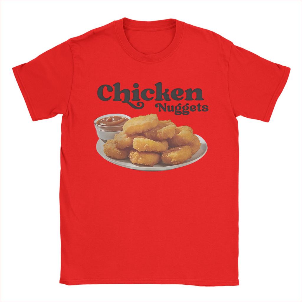 Men's T-Shirt Chicken Nuggets Novelty 100% Cotton Tee Shirt Short Sleeve T Shirt Round Neck Clothes Plus Size