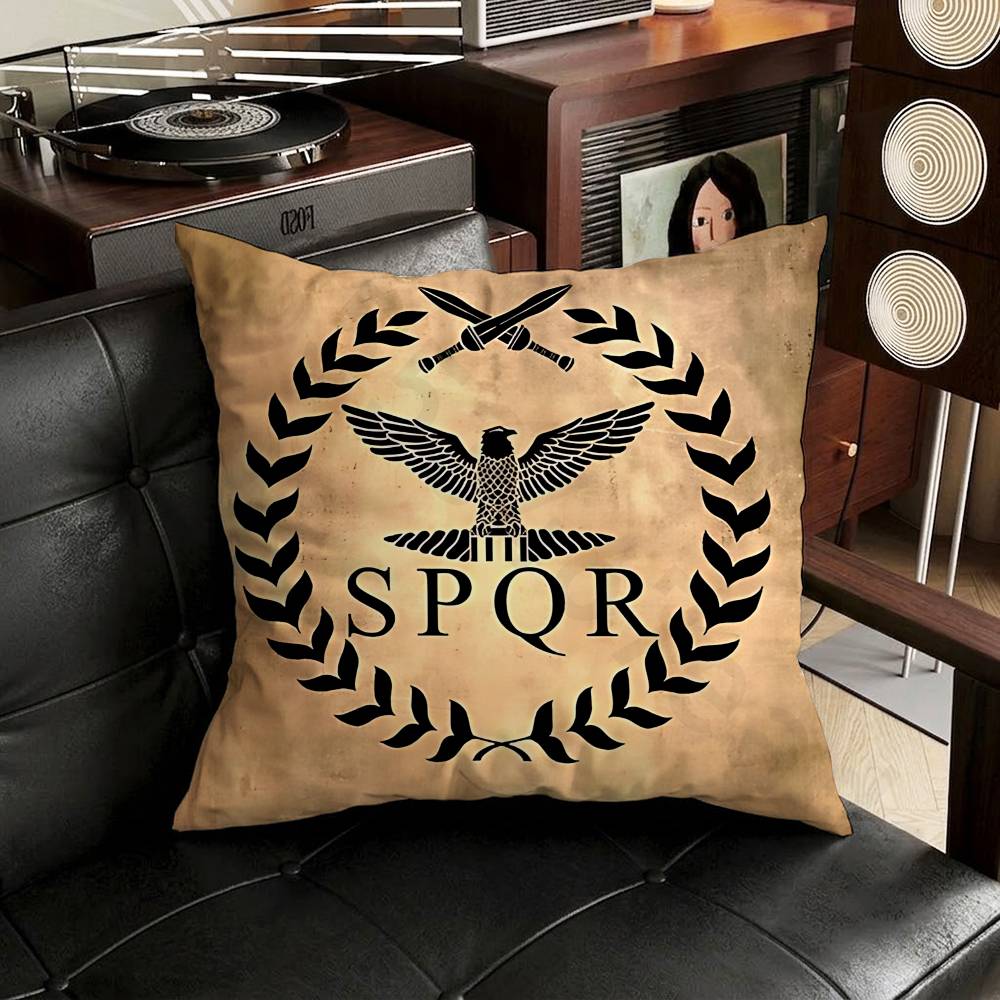 Retro Spqr Roman Empire Pillow Case Antidustmite Pillowcase Invisible zipper silky short plush Sofa cushion cover