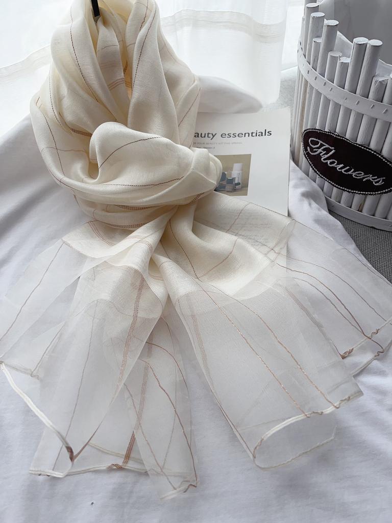 Spring And Autumn Mulberry Silk Celebrity Long Silk Scarf Simple Temperament Mom Versatile Scarf Clothing Matching