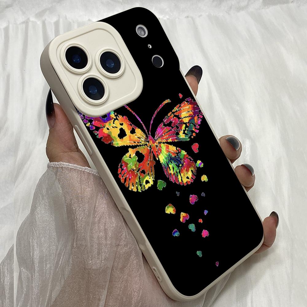 M271 Aquarela Butterfly Pink Love Heart art Design Angel Eyes Soft Phone Cases for iPhone Samsung Xiaomi Rdemi Huawei Honor Infinix Realme All Model
