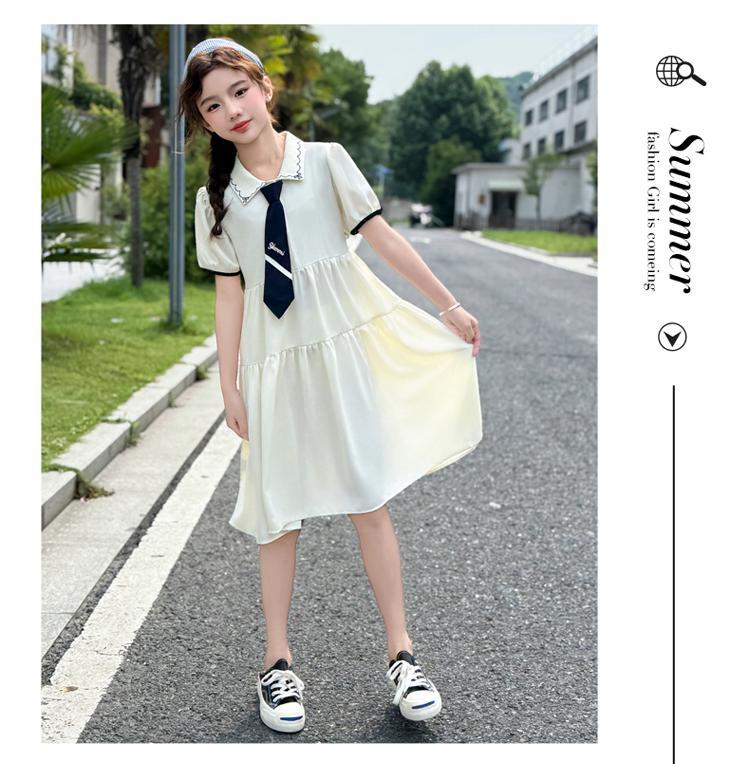 Girls' Summer Dress 2026 New Style Girls' Stylish Short Sleeve College Style POLO Skirt