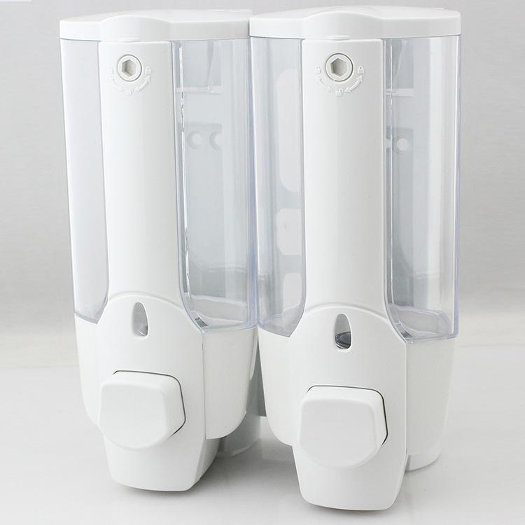 Manual Wall Mounted Plastic Soap Dispenser, Household Hotel Double Headed Soap Dispenser Box Press