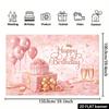 2D Pink Happy Birthday Banner Cake & Balloon Party Background