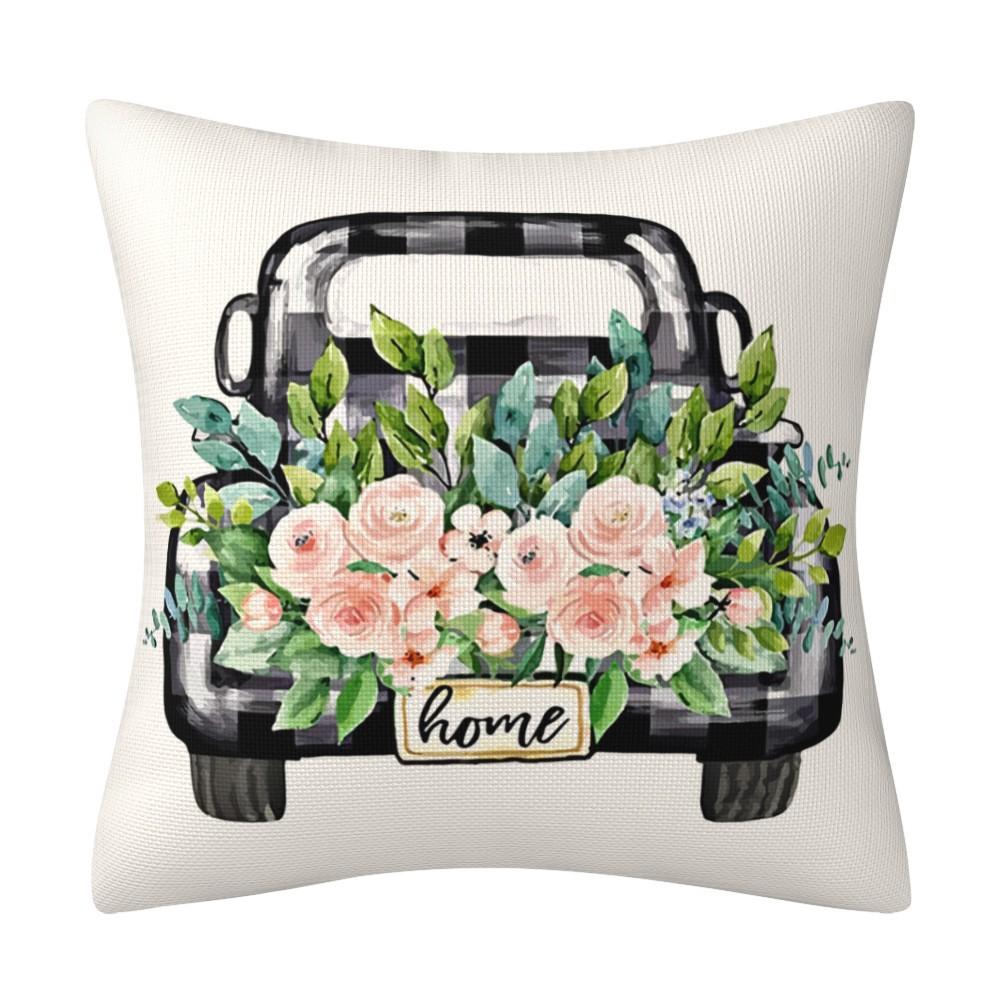 Spring Garland Plant Flower Throw Pillowcases Cotton Linen Cushion Cover For Sofa Home Living Room Fundas Para Cojines