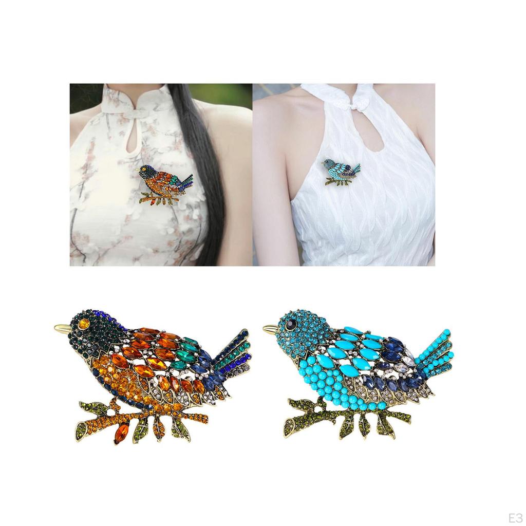 Animal Birds Brooch Pin Rhinestone Jewelry Lapel for Bridal Women Wedding