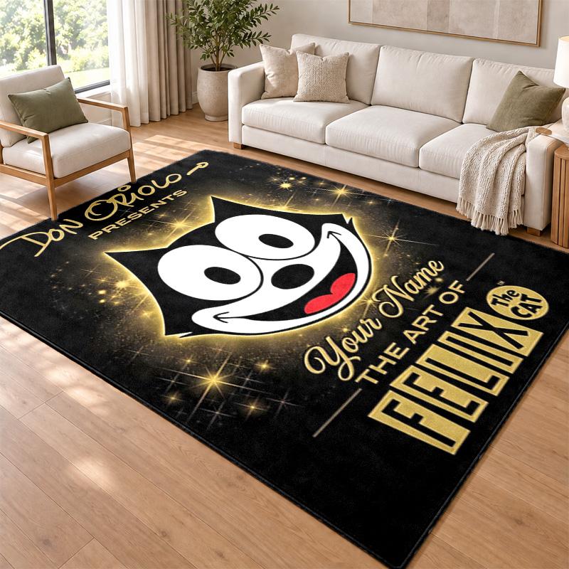 Felix the Cat Custom Name Personalized Rug Non‑Slip Doormat Floor Carpet Housewarming Birthday Gift for Family Friends