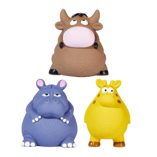 Squeaky Dog Chew Toy for Small Medium Large Dogs Cartoon Animal Design Interactive Latex Dog Toy for Anxiety Relief Teeth Cleaning