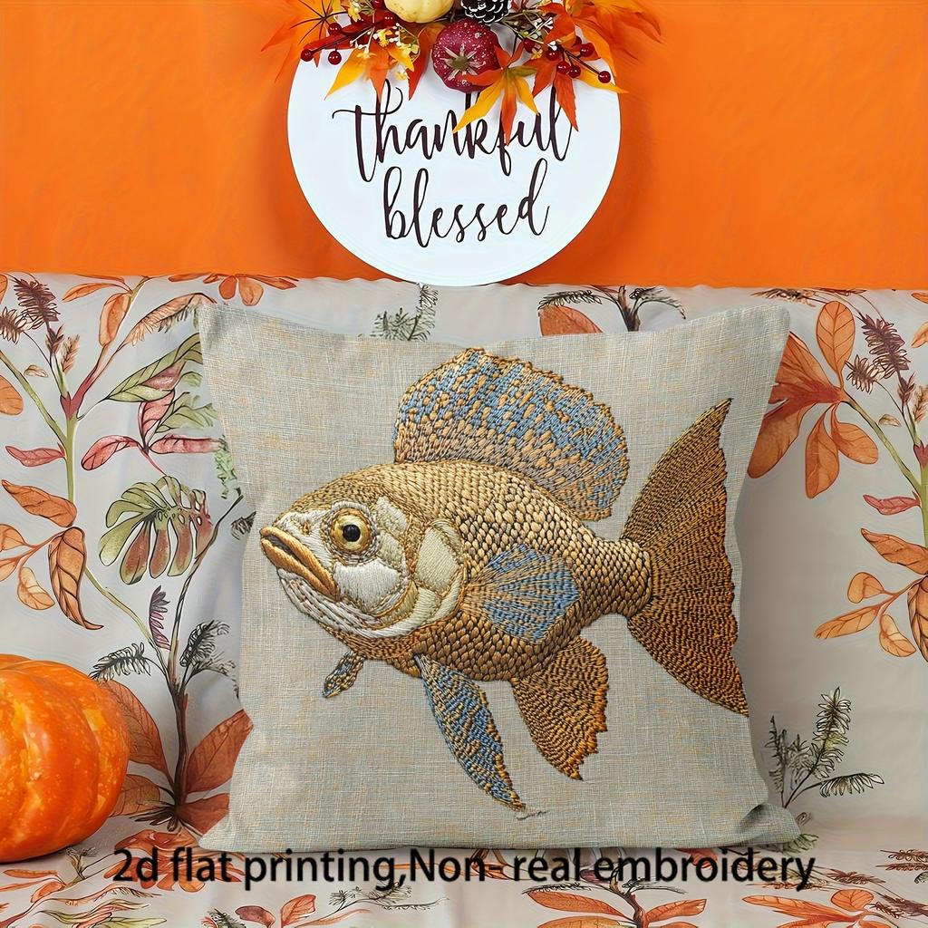 2D Flat - Modern Yellow Fish Design 2D Printed Square Pillowcase