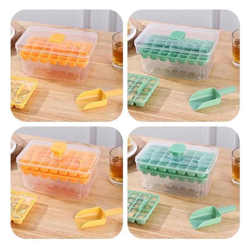 34/68 Compartments Ice Cube Mould Press Type With Lid Home Ice Box Ice Tool Freezer Ice Cube Maker Gifts