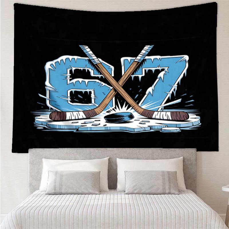 67 Print Tapestry, Backdrop, Easy Setup, Ideal for Bedroom, Office & Living Room, with Aesthetic Wall Hanging Decor.