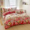 Romantic Peony Floral Duvet Cover Set Reversible Shabby Flower Comforter Cover with 2 Pillowcase Vintage Farmhouse Bedding Set