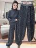 Plus Size Leopard Print High-Waisted Fleece-Lined Slimming Pants