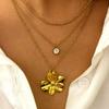 Elegant Gold Plated Flower Pendant Necklace Versatile Gold Bead Pendant Necklace for Women Enhances Any Outfit