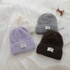 Korean Dopamine Simple Letter Wool Hat for Women Thickened Warm Knitted Hat Letter Labeling for Men and Women