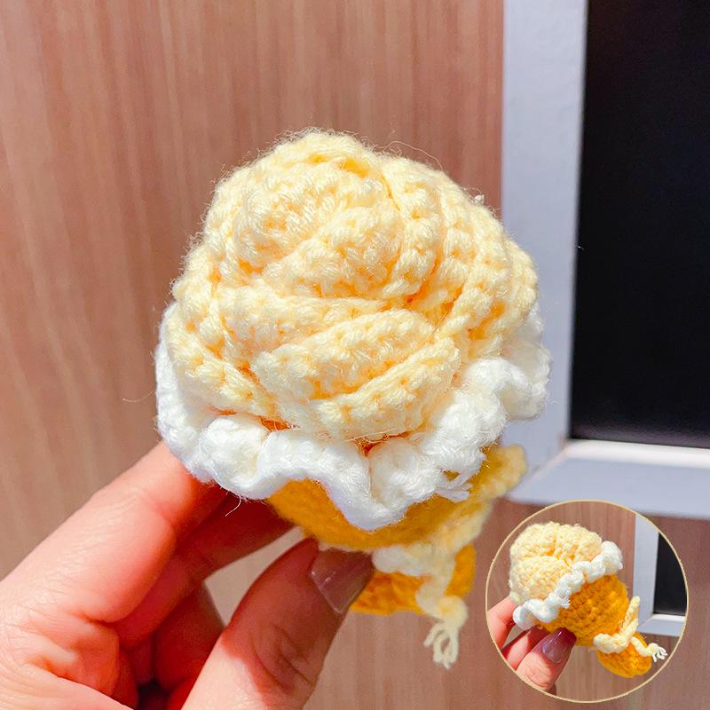 Charming Crochet Fruit Keychain: Persimmon & Strawberry Wool Pendants