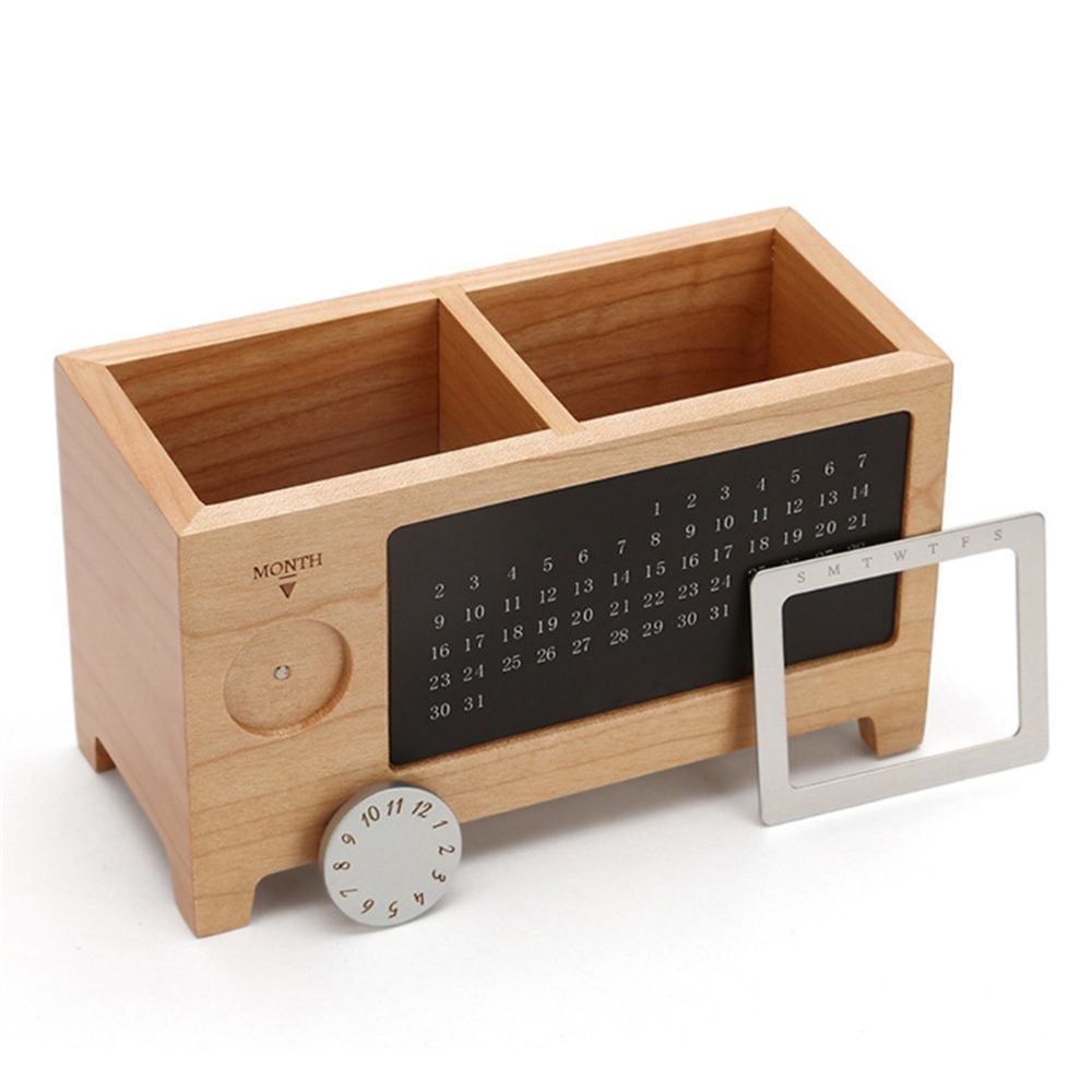 Pen Bracket Stationery Organizer Make Up Brush Holder Desktop Storage Box Calendar Pen Holder